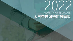 Plantilla PPT de estilo de revista de moda de fondo de imagen completa verde