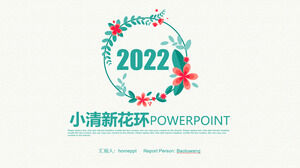 Șablon PPT de coroană de flori proaspete și frumoase, verde roșu