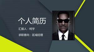 Modello PPT di curriculum personale semplice nero e giallo per la domanda di lavoro