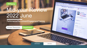 Modello PPT del rapporto di lavoro del desktop del computer blu