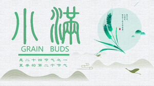 Small full solar term introduction PPT template on rough cloth background