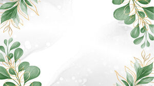 Three green watercolor leaves PPT background pictures