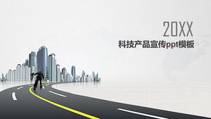 Einfache Atmosphäre und Produktwerbung für frische Technologie ppt-Vorlage