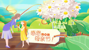 Template PPT Hari Ibu Thanksgiving dengan latar belakang ibu putri tanaman segar