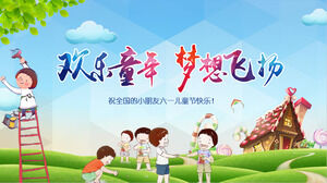 Çocuk Bayramı mutlu çocukluk rüyası uçan tema sınıfı toplantı PPT şablonu