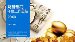 ブルービジネス財務部の年間業務概要PPTテンプレート