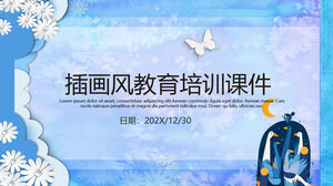 Șablon PPT de cursuri de formare pentru educație în stil de ilustrare albastru proaspăt și frumos