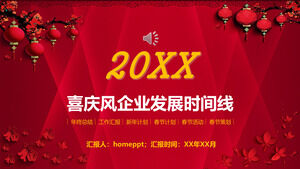 Duży czerwony świąteczny szablon podsumowania na koniec roku rozwoju przedsiębiorstwa wiatrowego