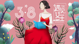 気質イラストスタイルの女性の日pptテンプレート