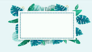 Fresh green watercolor leaves PPT background picture