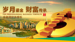 قالب PPT للإدارة المالية مع خلفية رمز العملة الذهبية