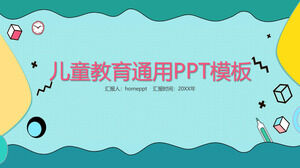 Modèle PPT général de l'éducation des enfants plats de dessin animé bleu