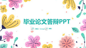Modelo de ppt geral de defesa de tese de graduação de flor de cor de desenho vetorial