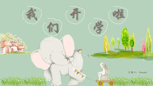 Mały, świeży, ręcznie malowany szablon PPT sezonu szkolnego