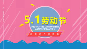 Modello PPT commemorativo pubblicitario rosa piccolo fresco 51 Festa del lavoro