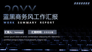 PPT template for blue black business climate work report