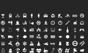 144 materi PPT ikon kehidupan sehari-hari putih datar