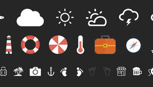27 ikon PPT ikon perjalanan kartun datar