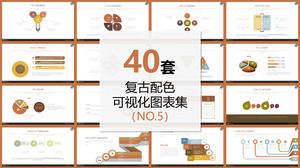 40セットのレトロカラースタイルのビジュアルPPTチャートコレクション05