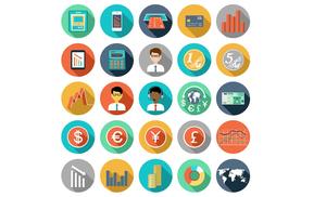 50 ikon PPT datar bulat kecil