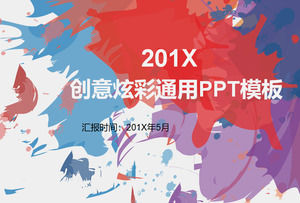 Template PPT desain seni dengan latar belakang cat kreatif warna-warni