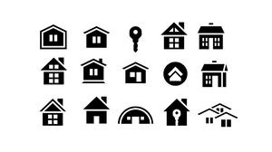 Bangunan rumah bahan ikon kecil PPT