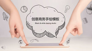 Negócio criativo preto e branco estilo de pintados à mão resumo de trabalho modelo de PPT