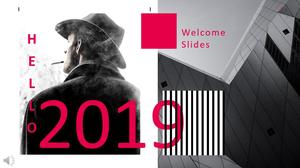 Black and white European and American business style work summary report report PPT template