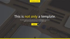 Revista de moda de cor preto e amarelo contraste vento modelo PPT