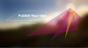 蓝色和紫色两套彩色几何图形细线半透明元素的iOS风格的商业报告PPT模板