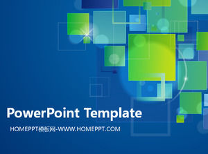 Fondo azul de los cubos verdes apiladas con plantilla de presentación tecnología