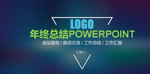 Blue Blur Podsumowanie pracy w stylu iOS Szablon PPT, gradient w pełnym kolorze Pobierz szablon PPT