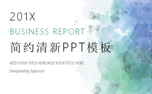 Blaue elegante Aquarellkunst, die PPT-Schablone überträgt