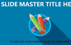 Plantilla azul PPT fondo de lápiz de dibujos animados azul verde descarga gratuita