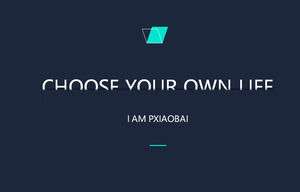 Blue simple flat text picture layout PPT template