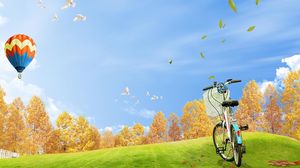 ciel bleu ballon nuage blanc image PPT fond