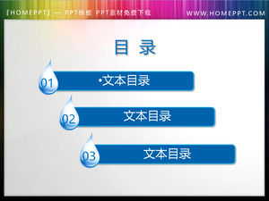 Niebieskie krople wody urządzone PPT Materiał Katalog nawigacji