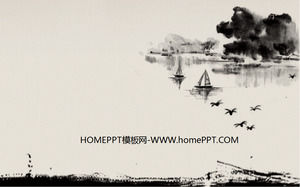 linia łodzi na rzece wody klasyczny chiński PPT wiatr obraz tła