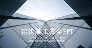 Membangun slide keselamatan konstruksi template untuk latar belakang gedung kantor komersial