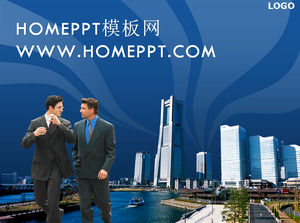 Los hombres de negocios plantillas PPT fondo azul