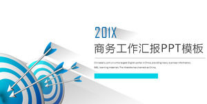 Business report PPT template with blue arrow hitting bullseye background