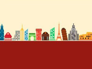 Cartoon famous building PPT background picture