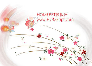 Cartoon flowers in the butterfly flying slide template