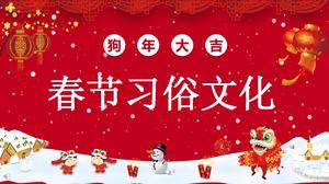 Chiński styl uroczysty chiński nowy rok Chiński zwyczaj szablon PPT kultury