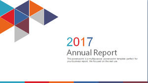 Farbdreiecke und cutlines kreative abgeflachte europäische und amerikanische Wind Arbeit zusammenfassende Bericht ppt-Vorlage