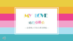 Plantilla de PPT confesión colorida del estilo rayado romántico del día de San Valentín