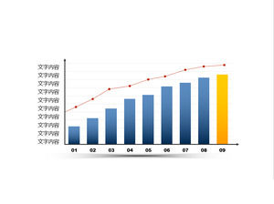 Combinación de gráfico de columnas gráfico de líneas PPT material