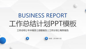 Resumo de trabalho de plano de fundo de ponto azul conciso PPT modelo