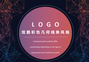 Serin renk geometrik çizgi stili özet raporu PPT şablonu