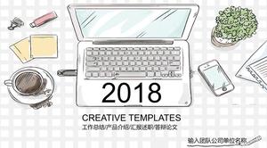 Yaratıcı moda el boyaması iş raporu PPT şablonu